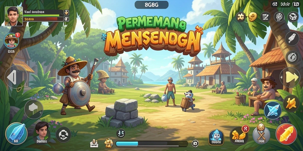 Tampilan gameplay santai 8G8G dengan berbagai tantangan.
