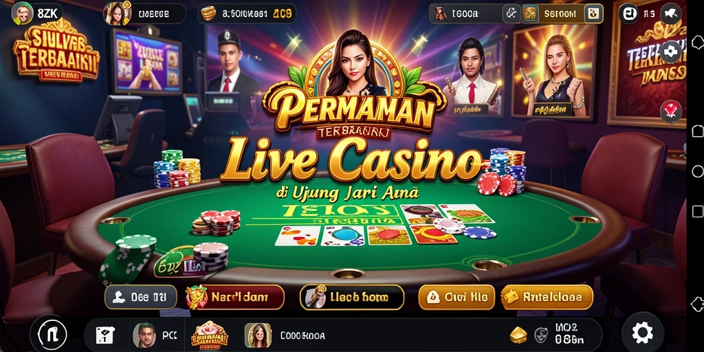 Screenshot gameplay 8ZK menampilkan dealer langsung dan interaksi pengguna.