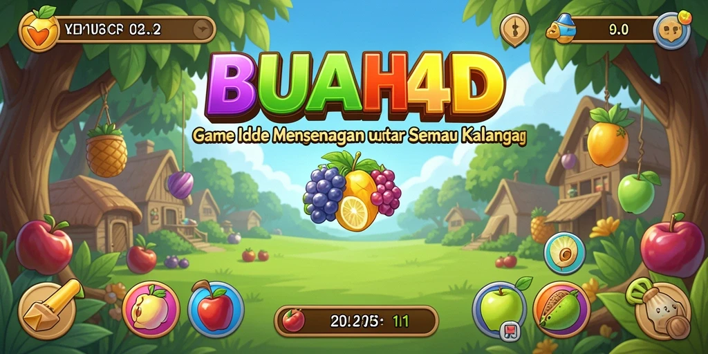 Tampilan gameplay BUAH4D dengan berbagai buah yang mengembang.