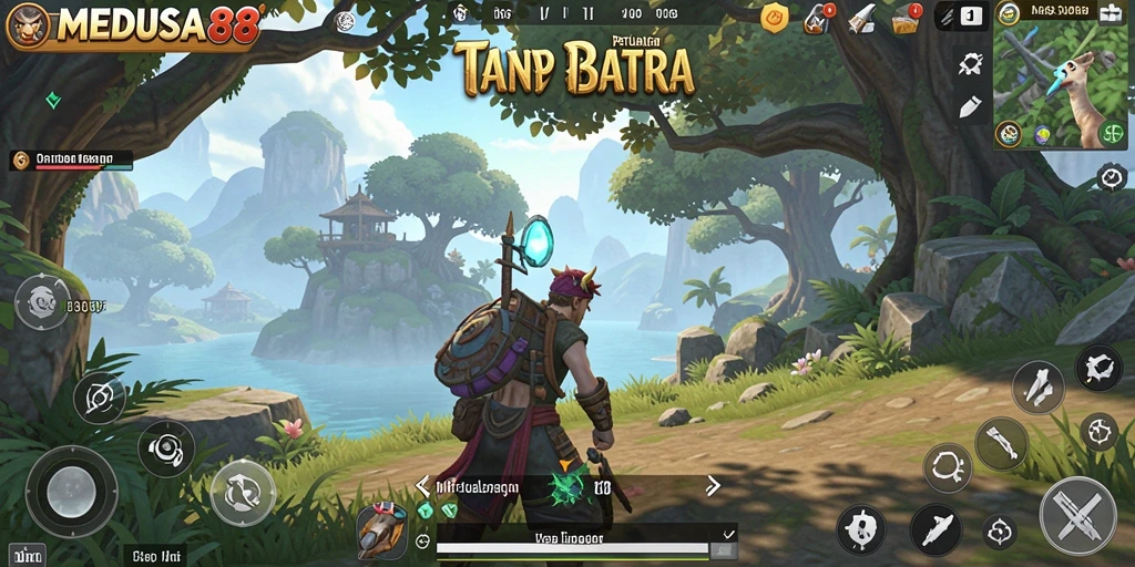 Tangkapan layar gameplay menunjukkan eksplorasi luas di MEDUSA88.