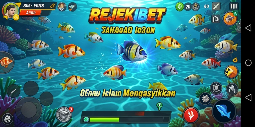 Screenshot gameplay REJEKIBET menampilkan aksi seru menembak ikan.