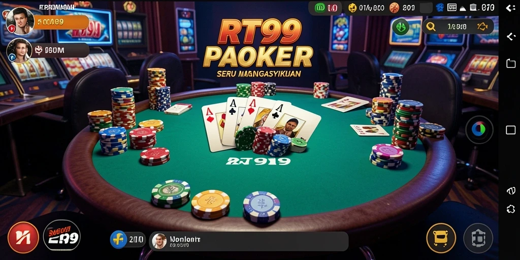 Screenshot gameplay RT99 menampilkan suasana permainan poker yang seru.